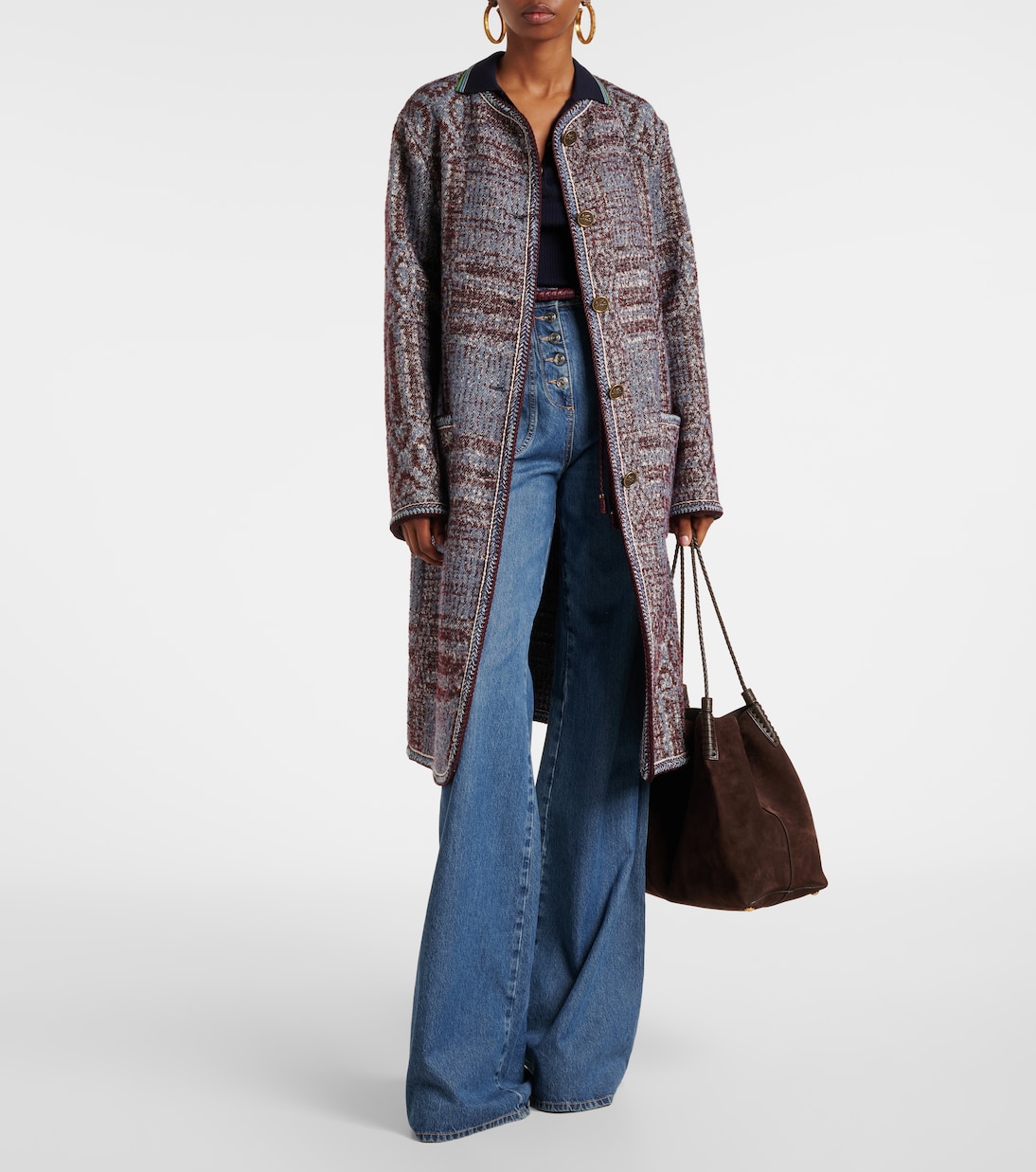 Cotton and wool-blend jacquard coat | Etro