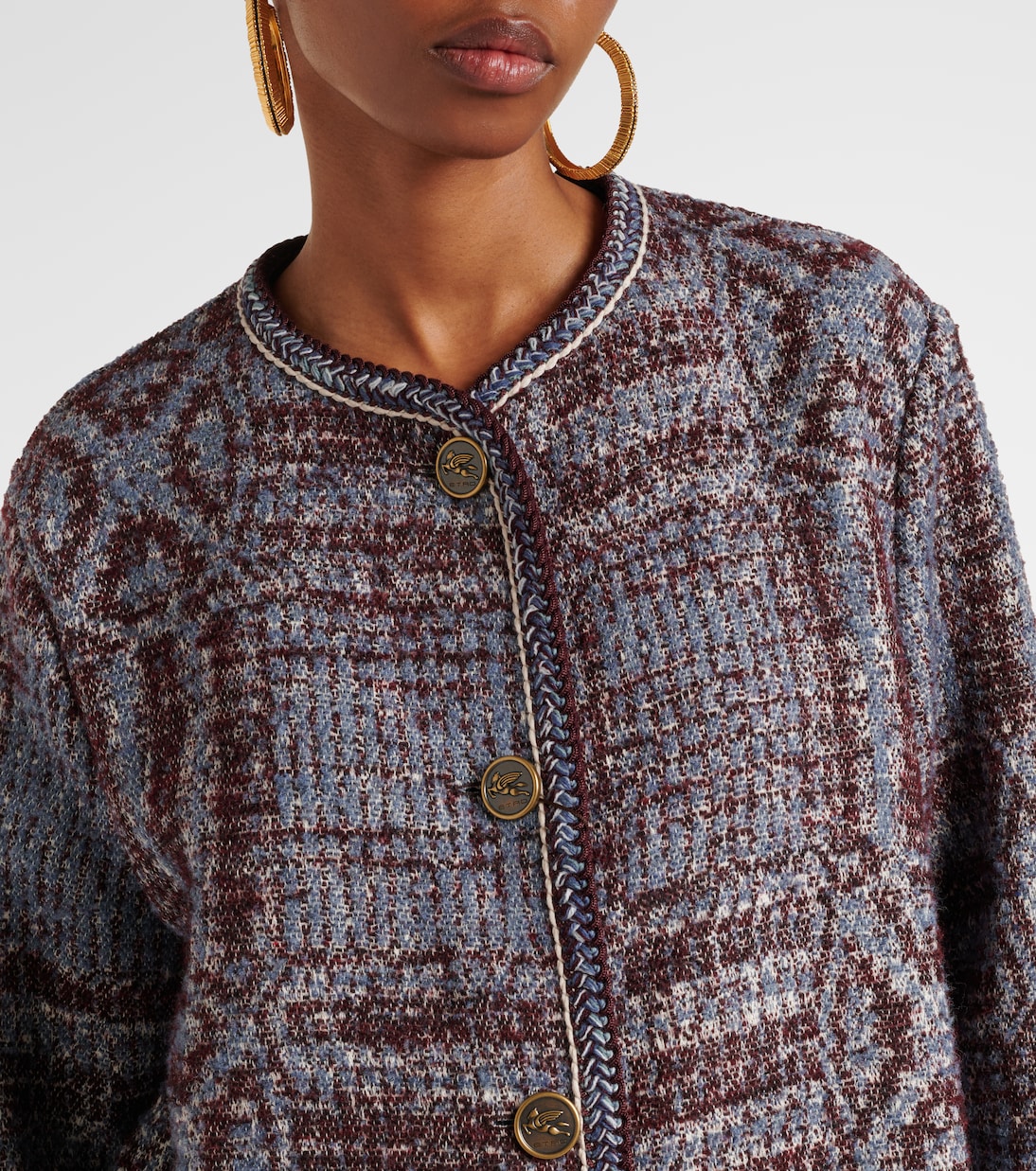 Cotton and wool-blend jacquard coat | Etro