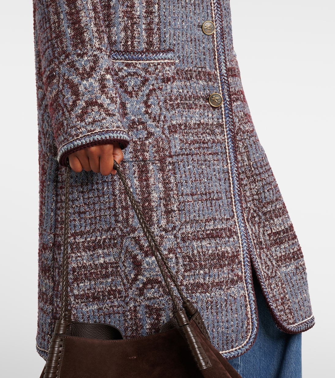 Cotton and wool-blend jacquard coat | Etro