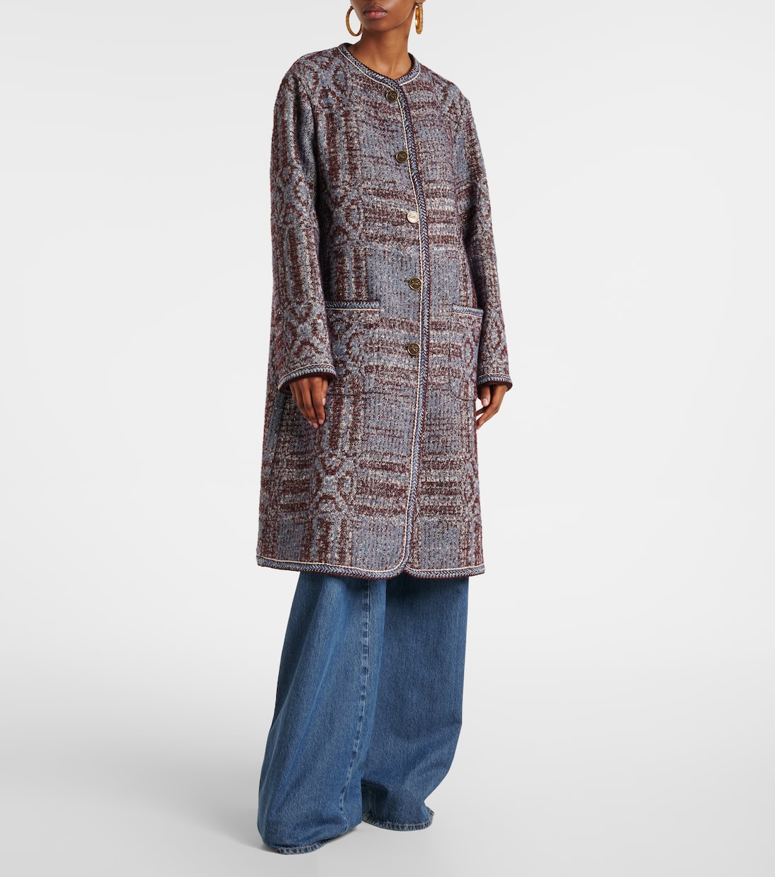 Cotton and wool-blend jacquard coat | Etro