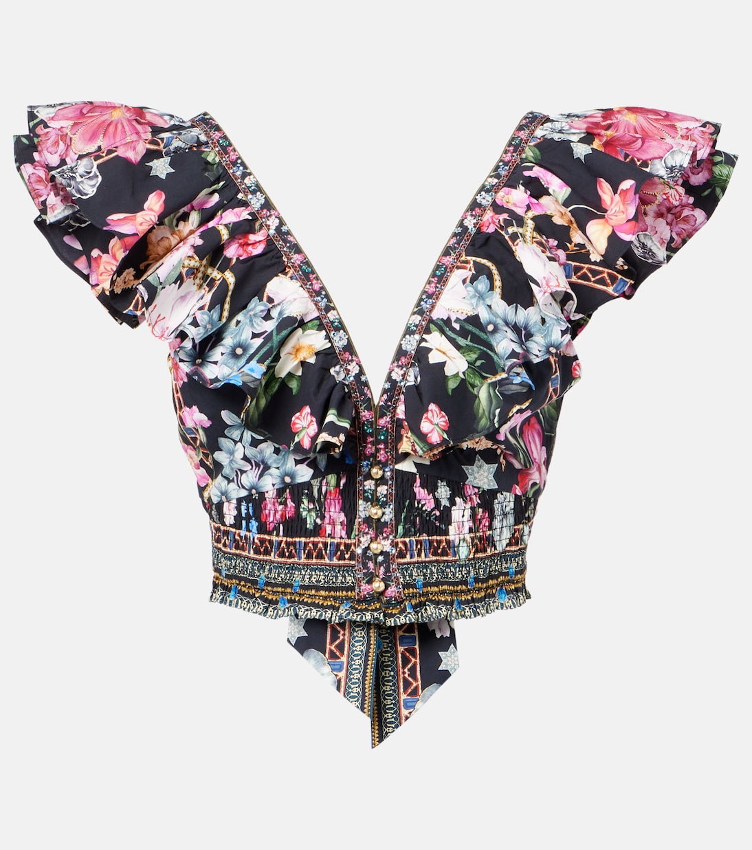 Crop top de algodón con cristales | Camilla