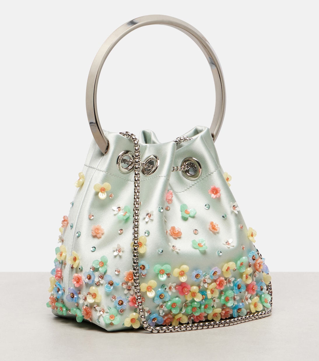 Verzierte Tote Bon Bon Small aus Satin | Jimmy Choo