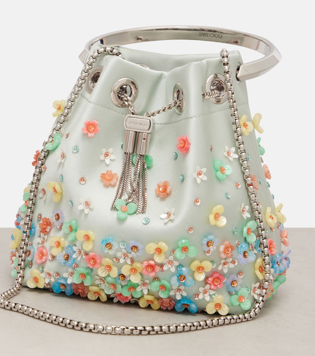 Verzierte Tote Bon Bon Small aus Satin | Jimmy Choo