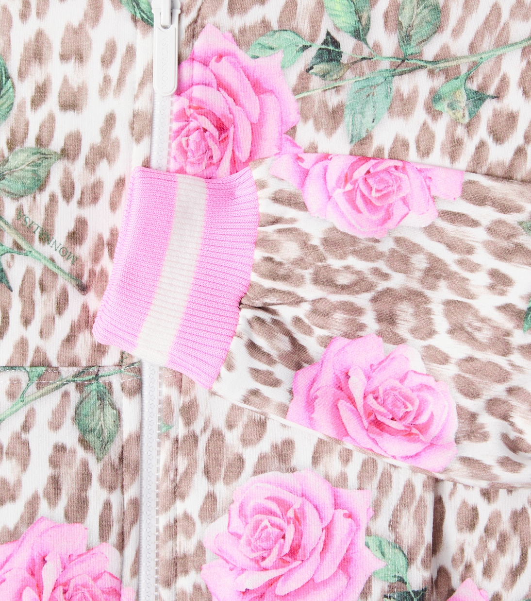 Floral leopard-print cotton-blend jacket | Monnalisa