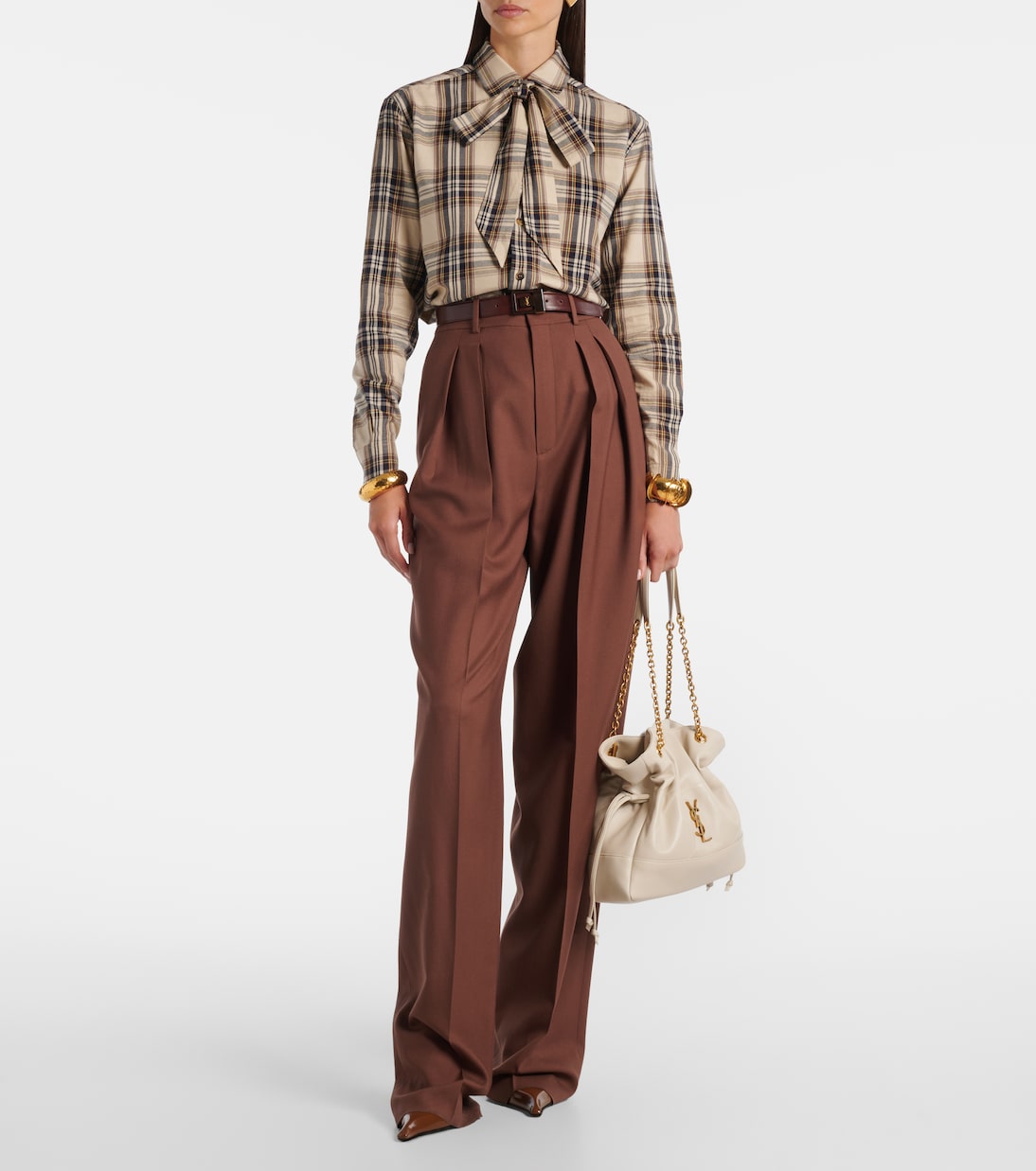 Chemise Cassandre en coton mélangé à carreaux | Saint Laurent