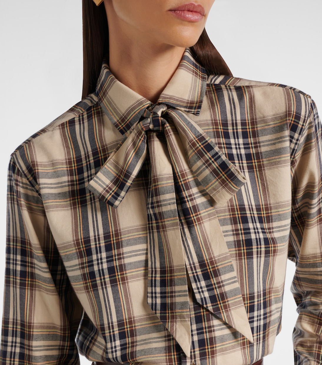 Chemise Cassandre en coton mélangé à carreaux | Saint Laurent