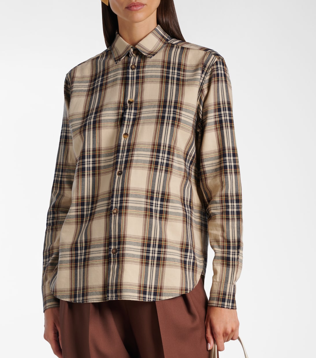 Chemise Cassandre en coton mélangé à carreaux | Saint Laurent