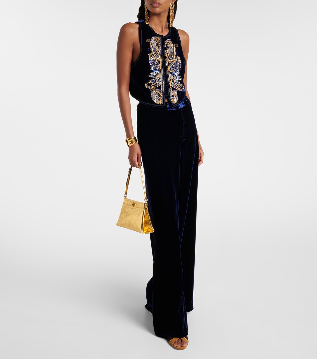Clutch Talk Small de piel metalizada | Etro