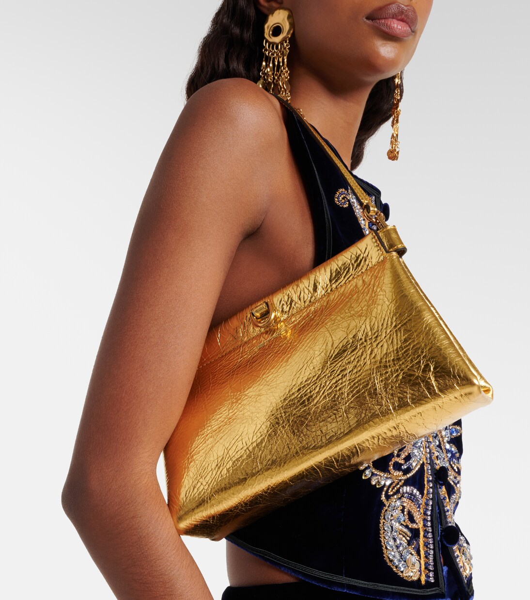 Clutch Talk Small de piel metalizada | Etro