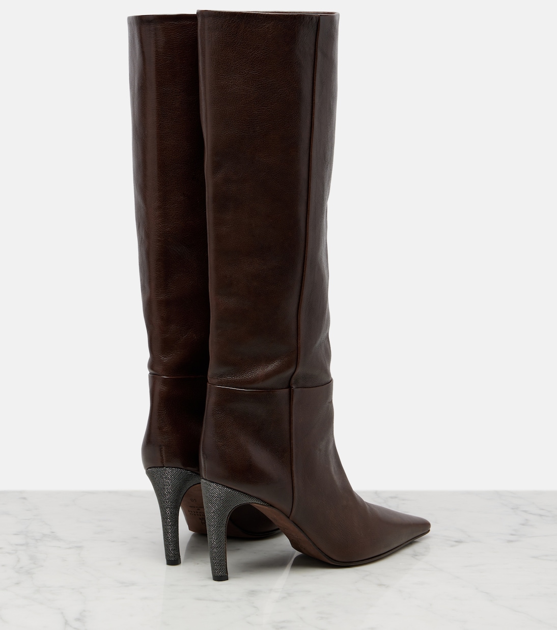 Monili leather knee-high boots | Brunello Cucinelli