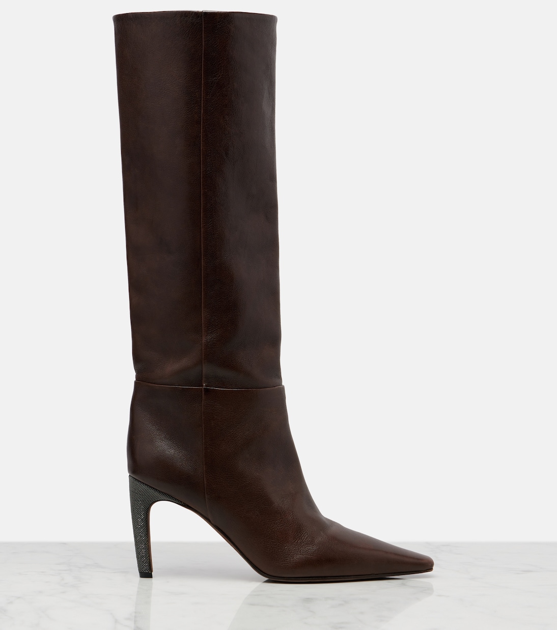 Monili leather knee-high boots | Brunello Cucinelli