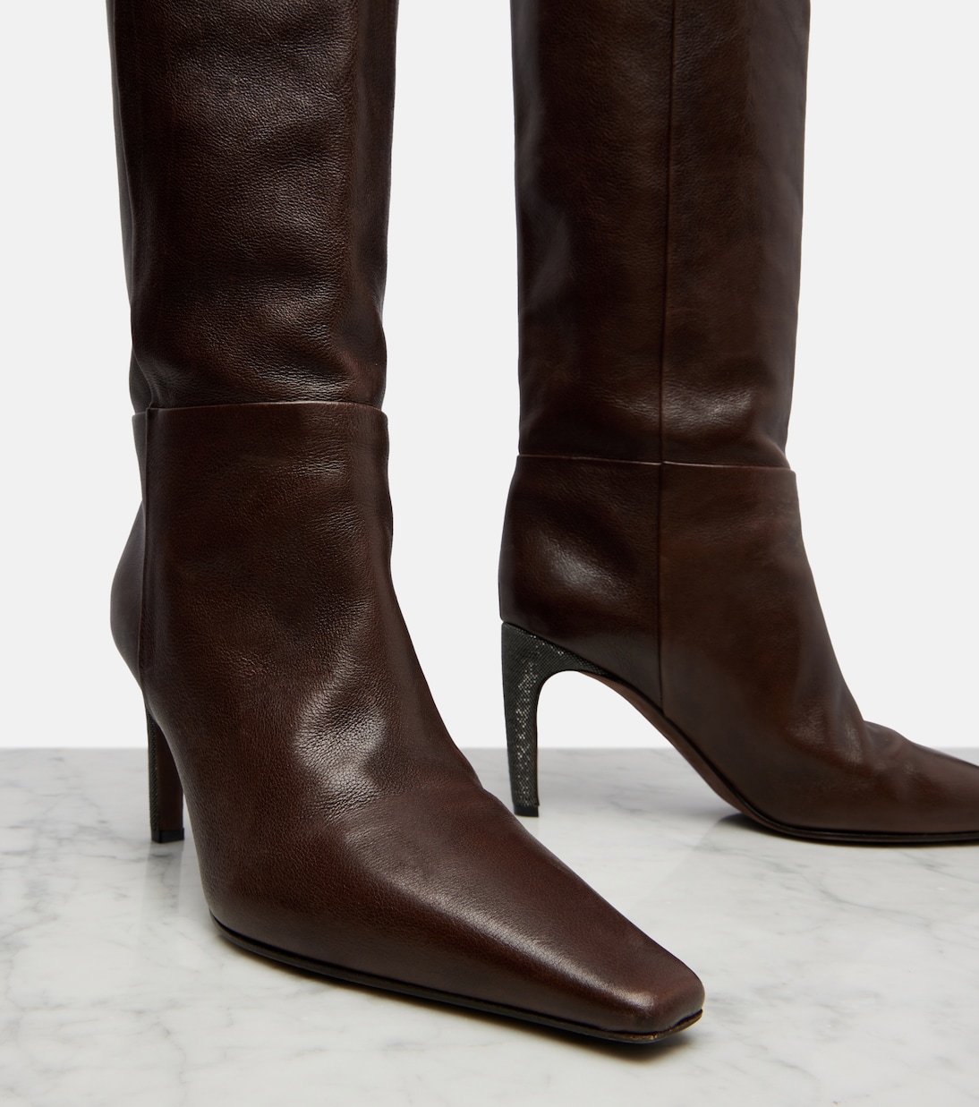 Monili leather knee-high boots | Brunello Cucinelli