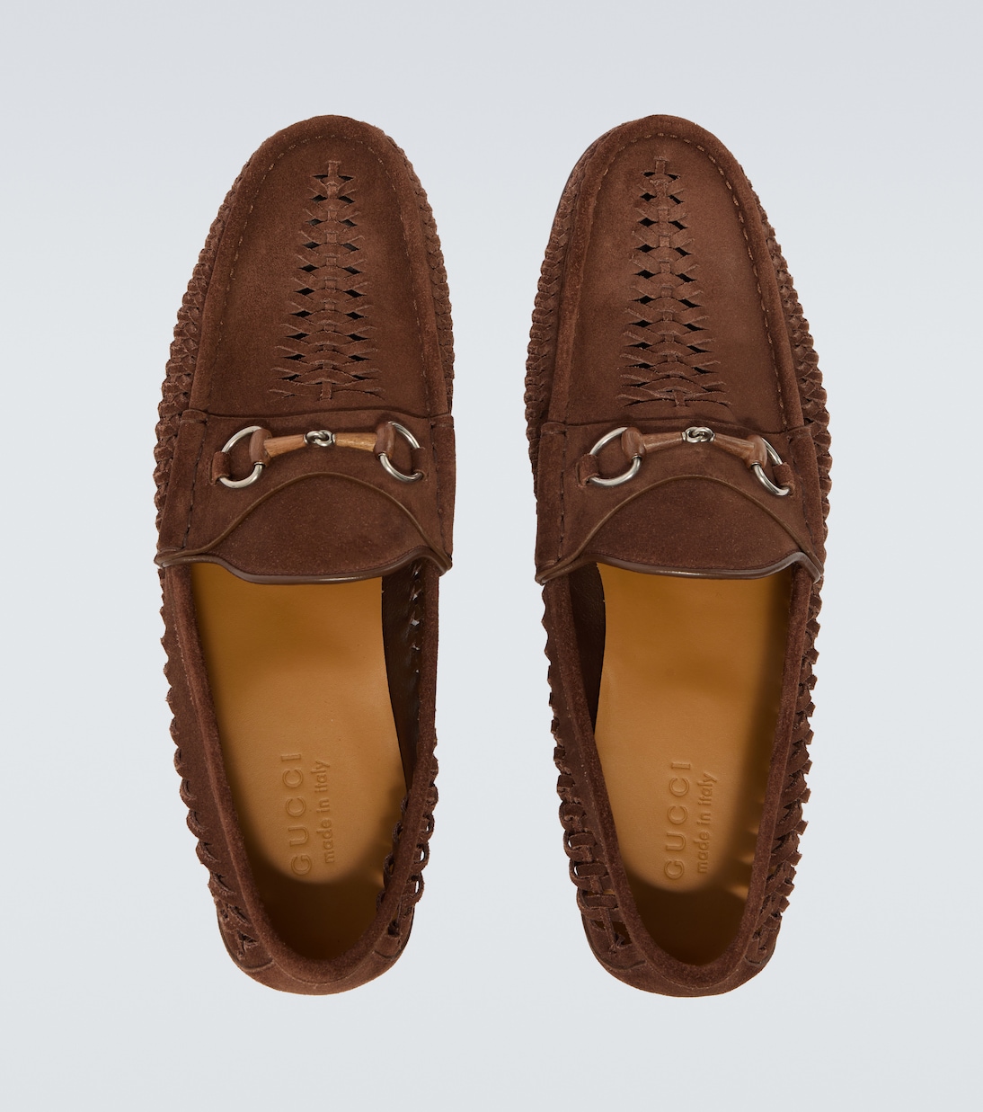 Bamboo Horsebit woven suede loafers | Gucci