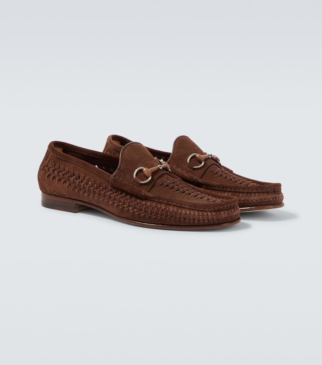 Bamboo Horsebit woven suede loafers | Gucci
