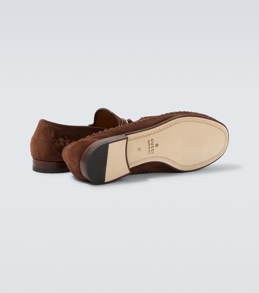 Bamboo Horsebit woven suede loafers | Gucci