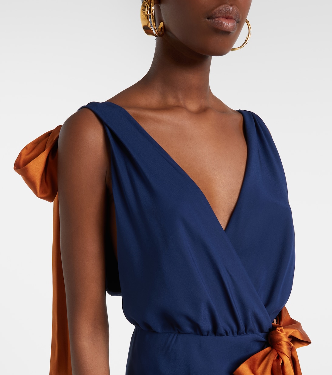 Bow-detail draped silk satin gown | Saint Laurent