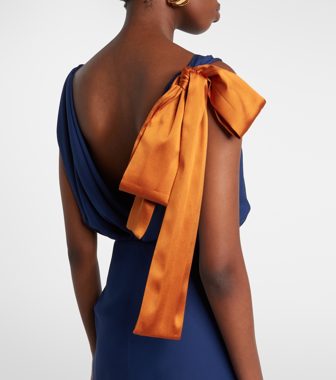 Bow-detail draped silk satin gown | Saint Laurent