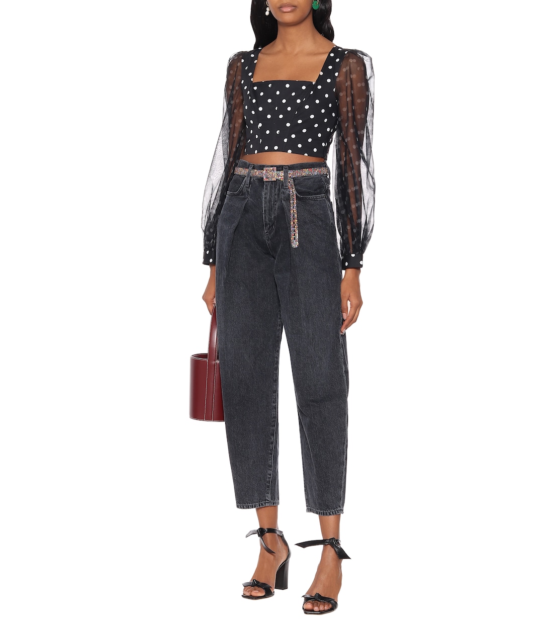 Rose polka-dot cotton-blend top | Staud
