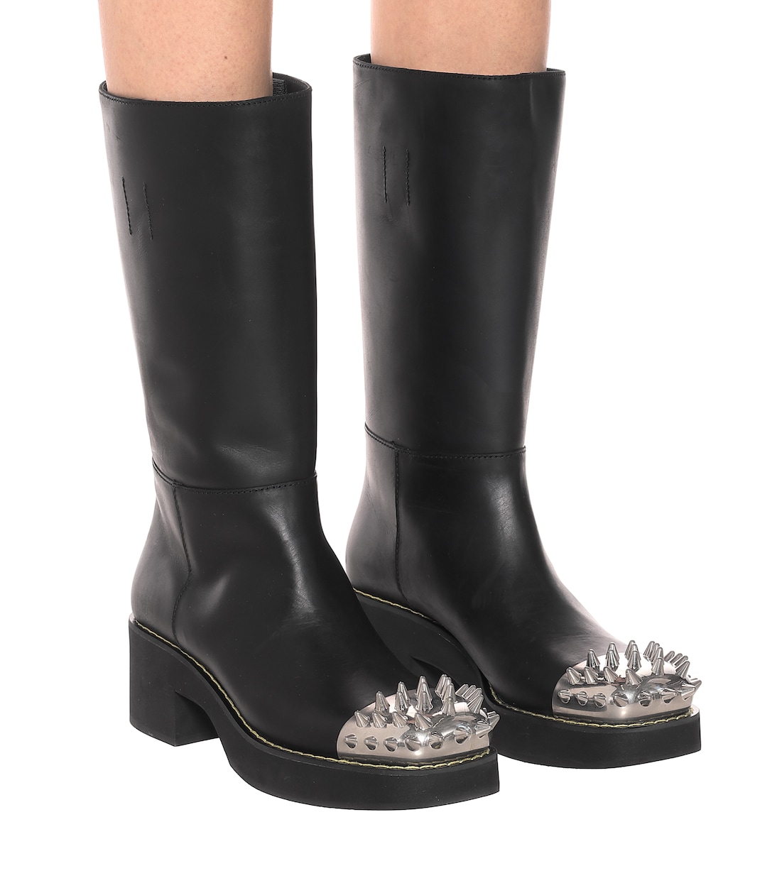 Stivali in pelle con borchie | Miu Miu