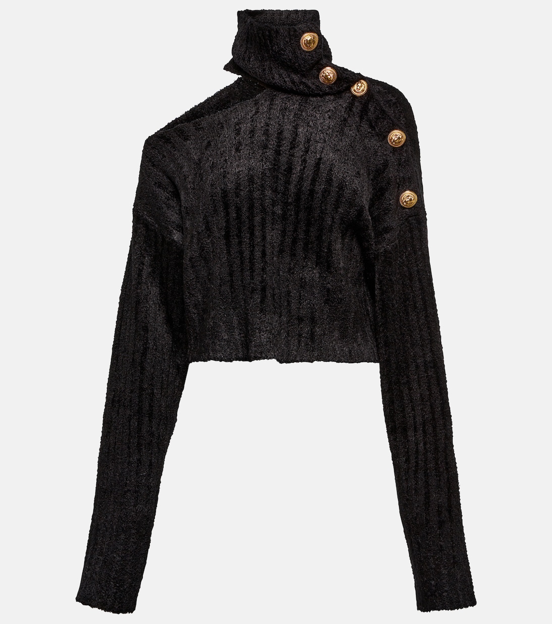 Jersey cropped de cuello alto con abertura | Balmain