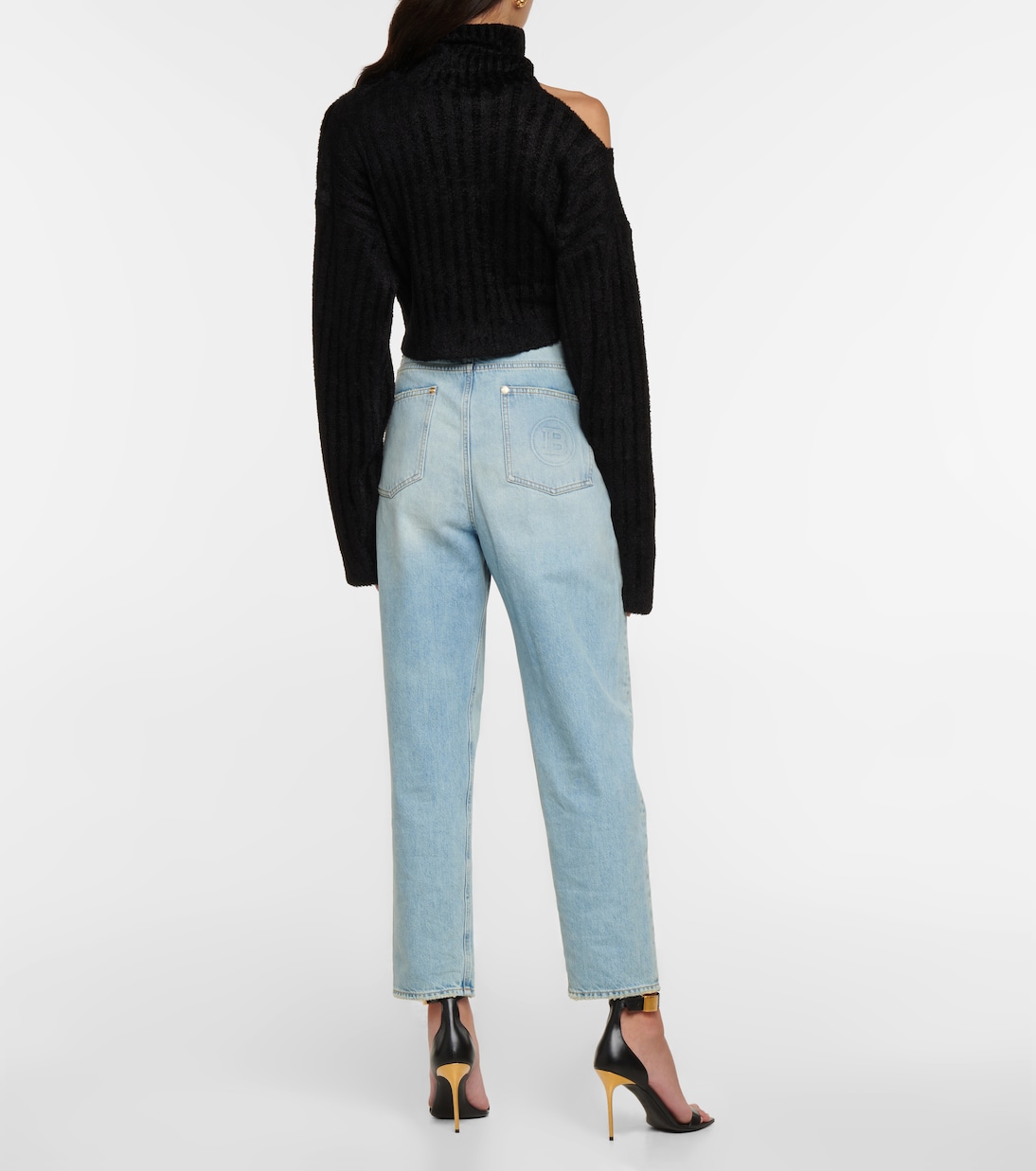 Jersey cropped de cuello alto con abertura | Balmain