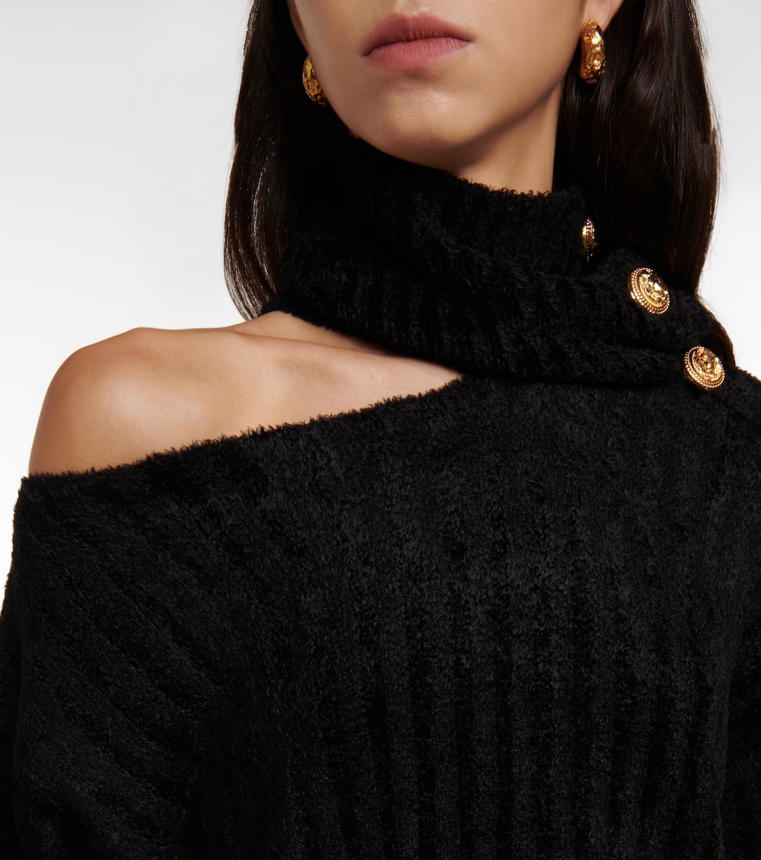 Jersey cropped de cuello alto con abertura | Balmain