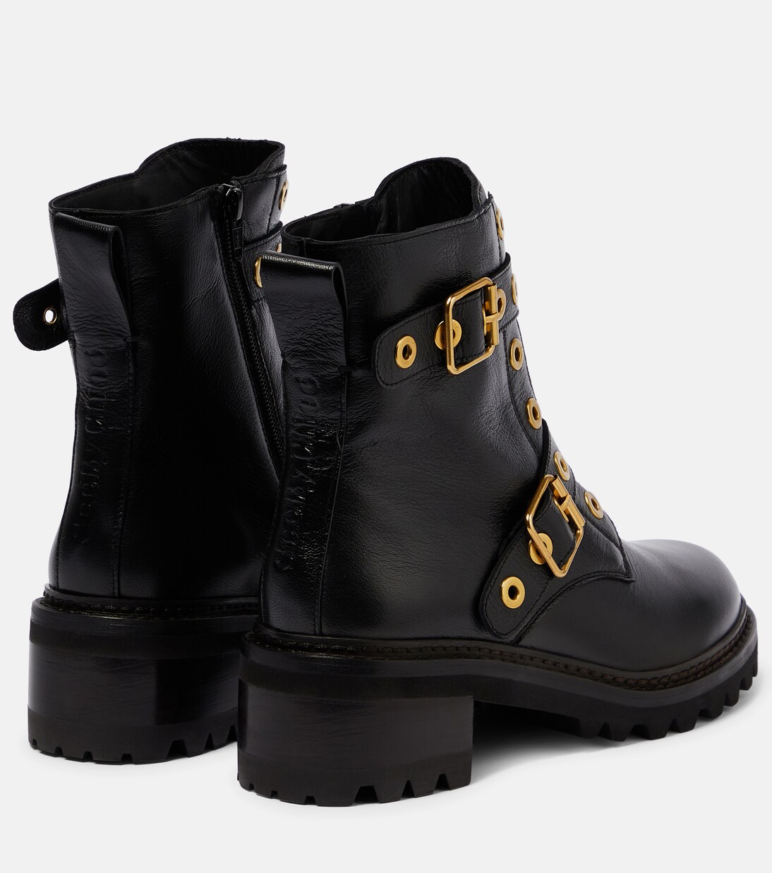 Embellished leather ankle boots | See By Chloé