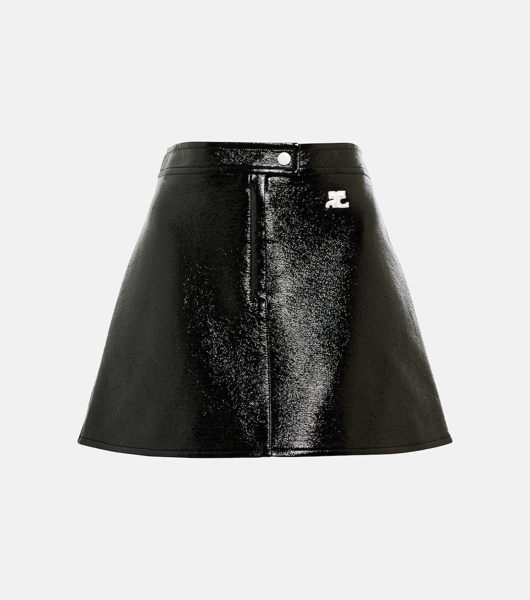 Mini-jupe en cuir synthétique à logo | Courrèges