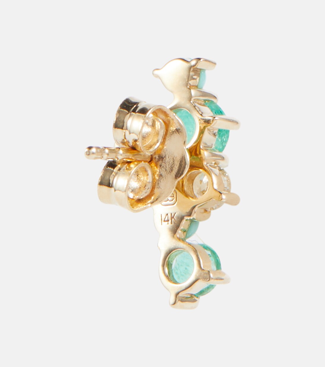 Orecchini a bottone in oro 14kt SYDNEY EVAN con diamanti e smeraldi, design moderno per giovani