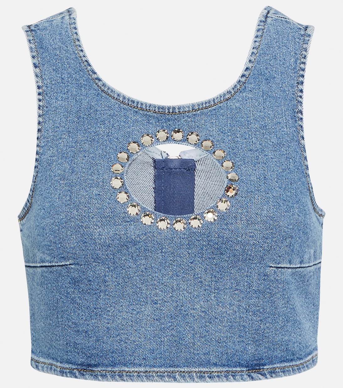 Verziertes Cropped-Top aus Denim | 7 For All Mankind