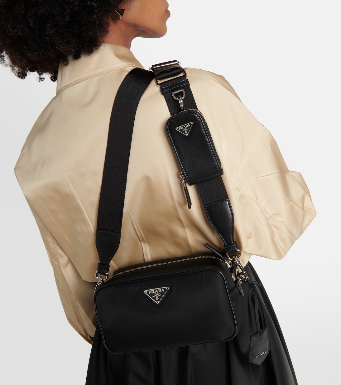 Prada nylon and leather bag on sale