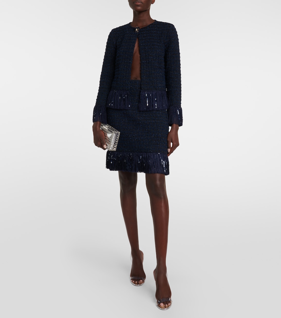 Mini-jupe en tweed de laine mélangée | Oscar de la Renta