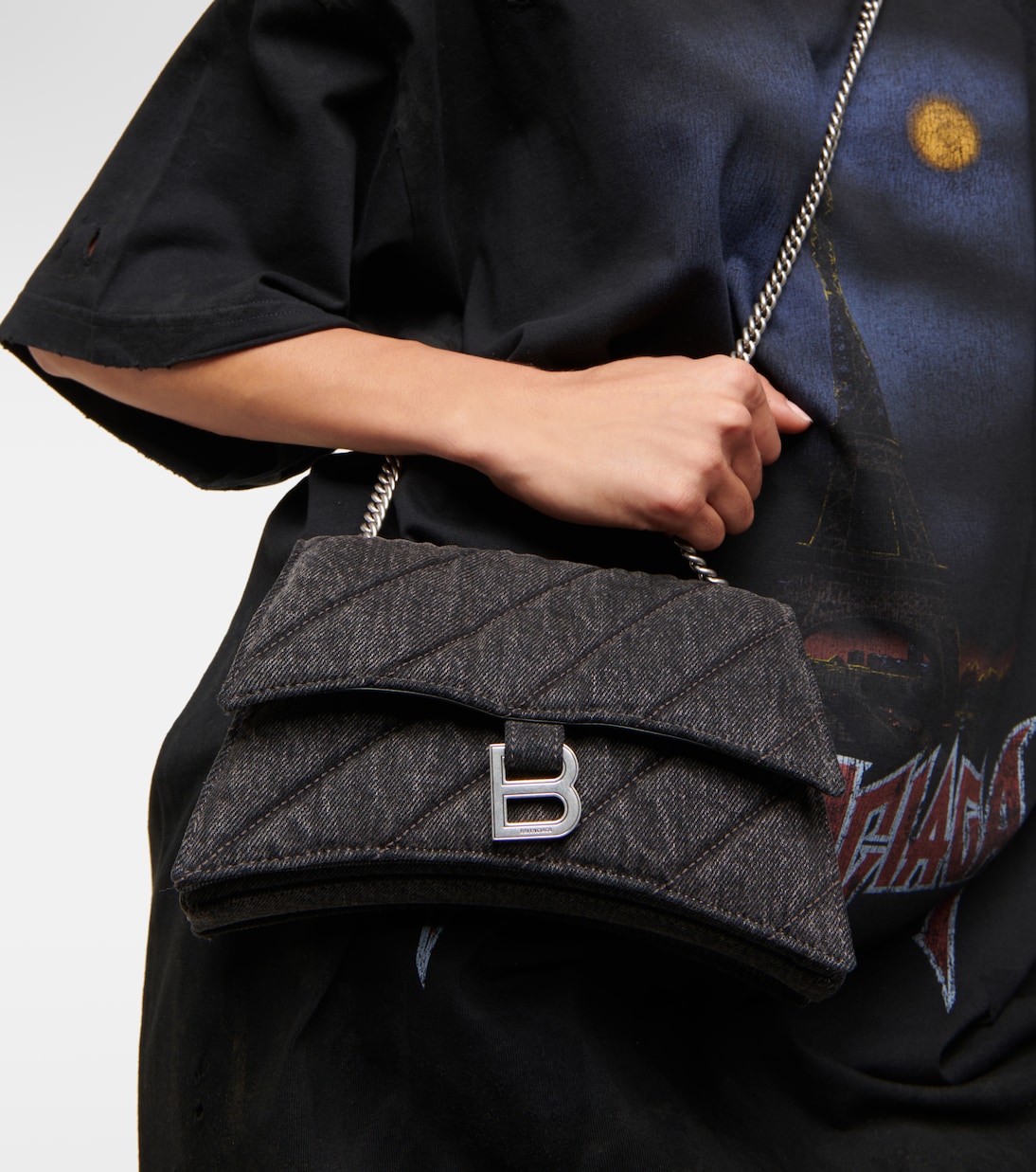 Crush denim shoulder bag | Balenciaga