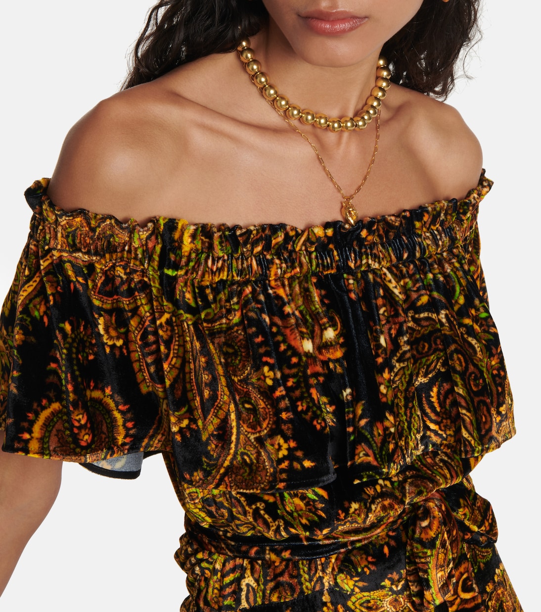 Robe longue en velours à motif cachemire | Etro