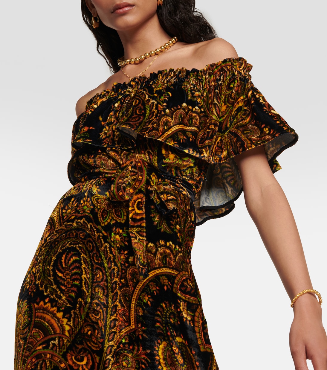 Robe longue en velours à motif cachemire | Etro