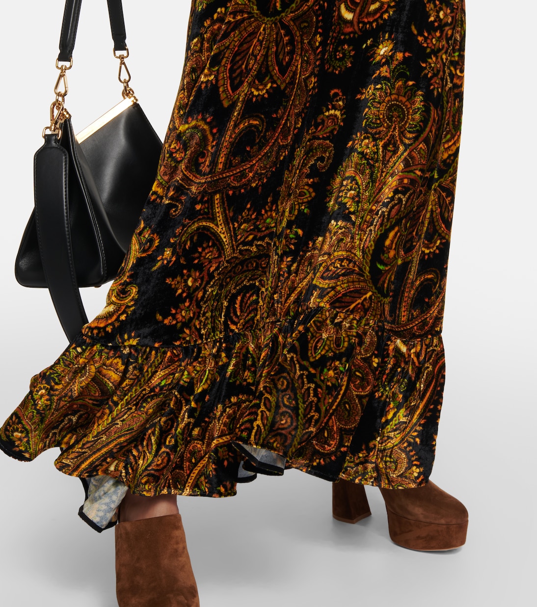 Robe longue en velours à motif cachemire | Etro