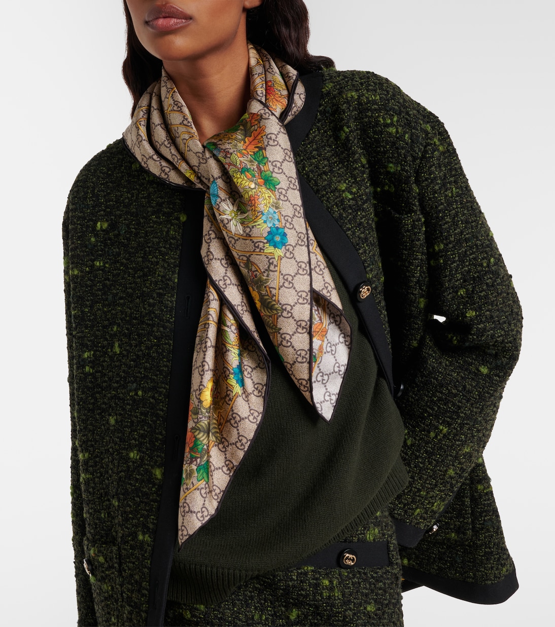 Printed silk twill scarf | Gucci