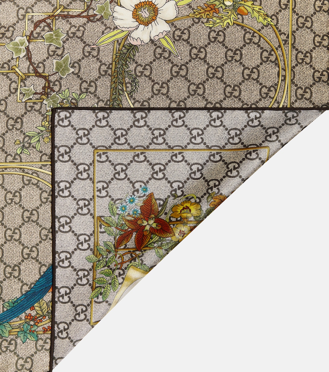 Foulard in twill di seta con stampa | Gucci