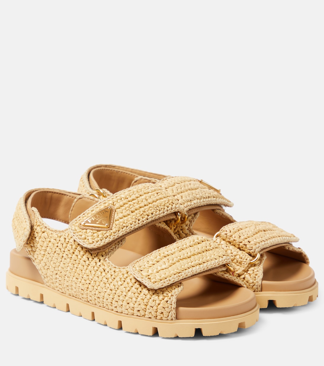 Monolith crochet raffia-effect sandals | Prada