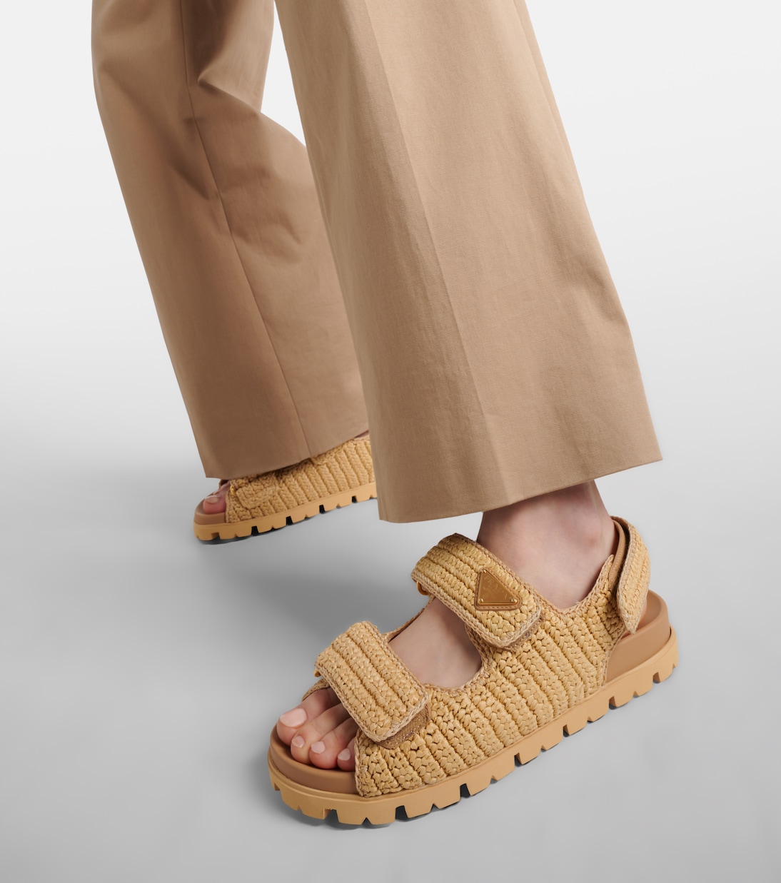 Monolith crochet raffia-effect sandals | Prada