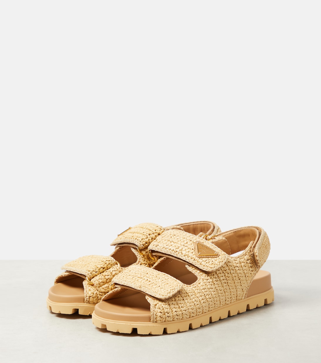 Monolith crochet raffia-effect sandals | Prada