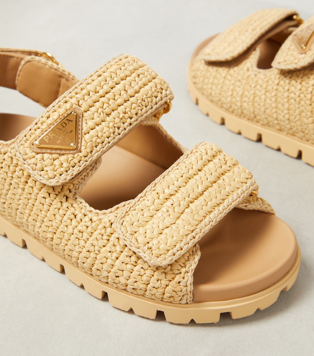 Monolith crochet raffia-effect sandals | Prada
