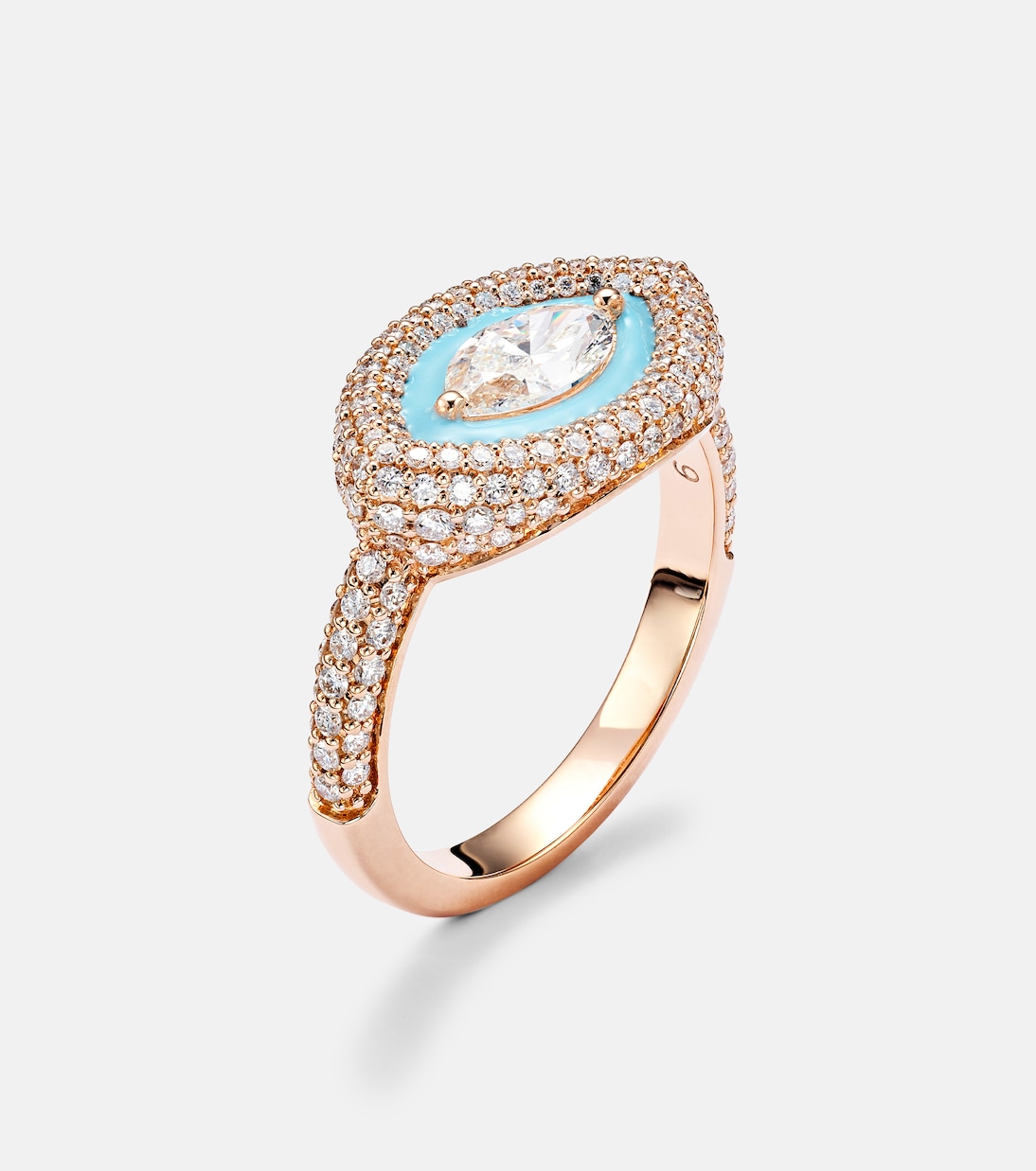 Anello mignolo in oro rosa 18kt KAMYEN Marquise con diamanti, stile giovanile ed elegante