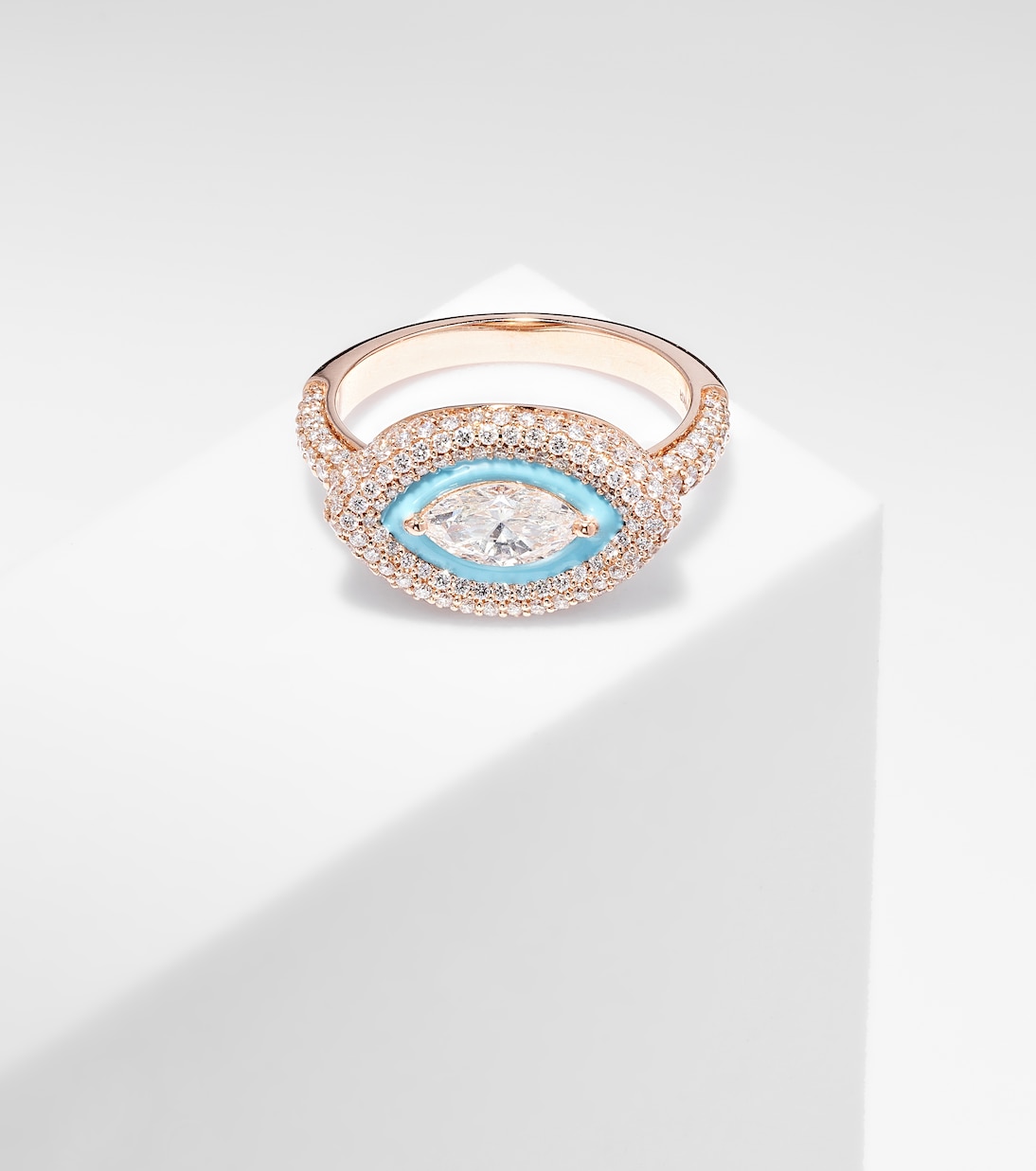 Anello mignolo in oro rosa 18kt KAMYEN Marquise con diamanti, stile giovanile ed elegante
