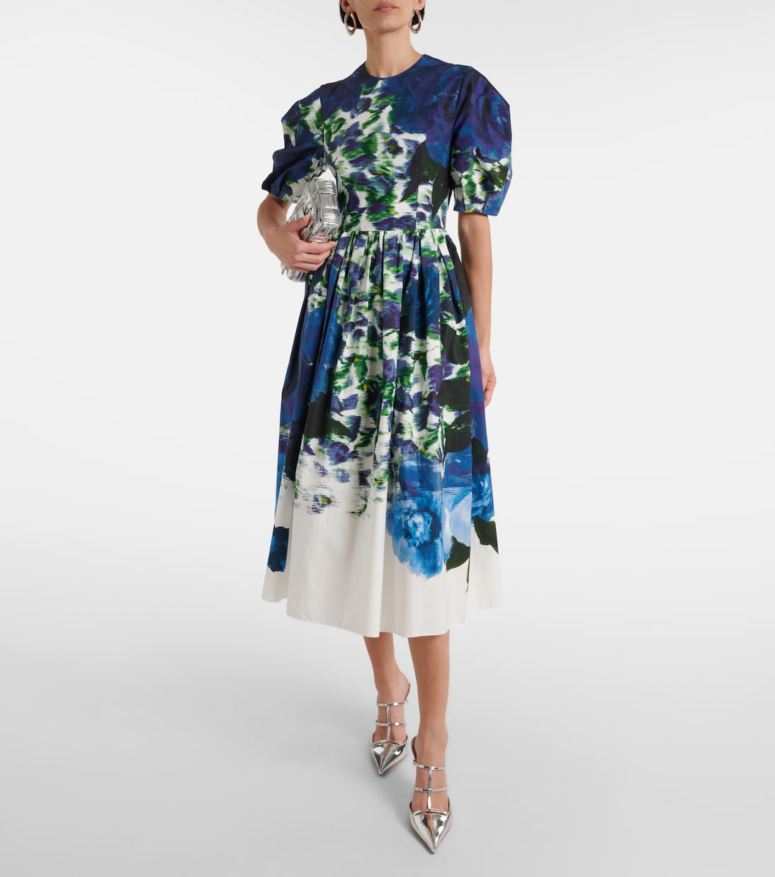 Abito midi in cotone con stampa floreale | Erdem