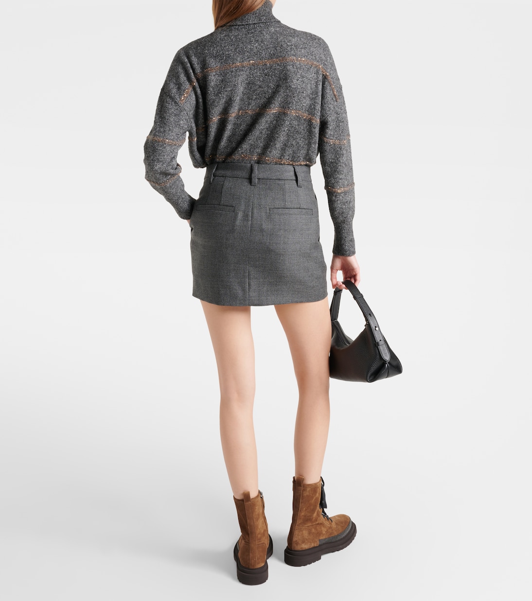 Pleated virgin wool miniskirt | Brunello Cucinelli