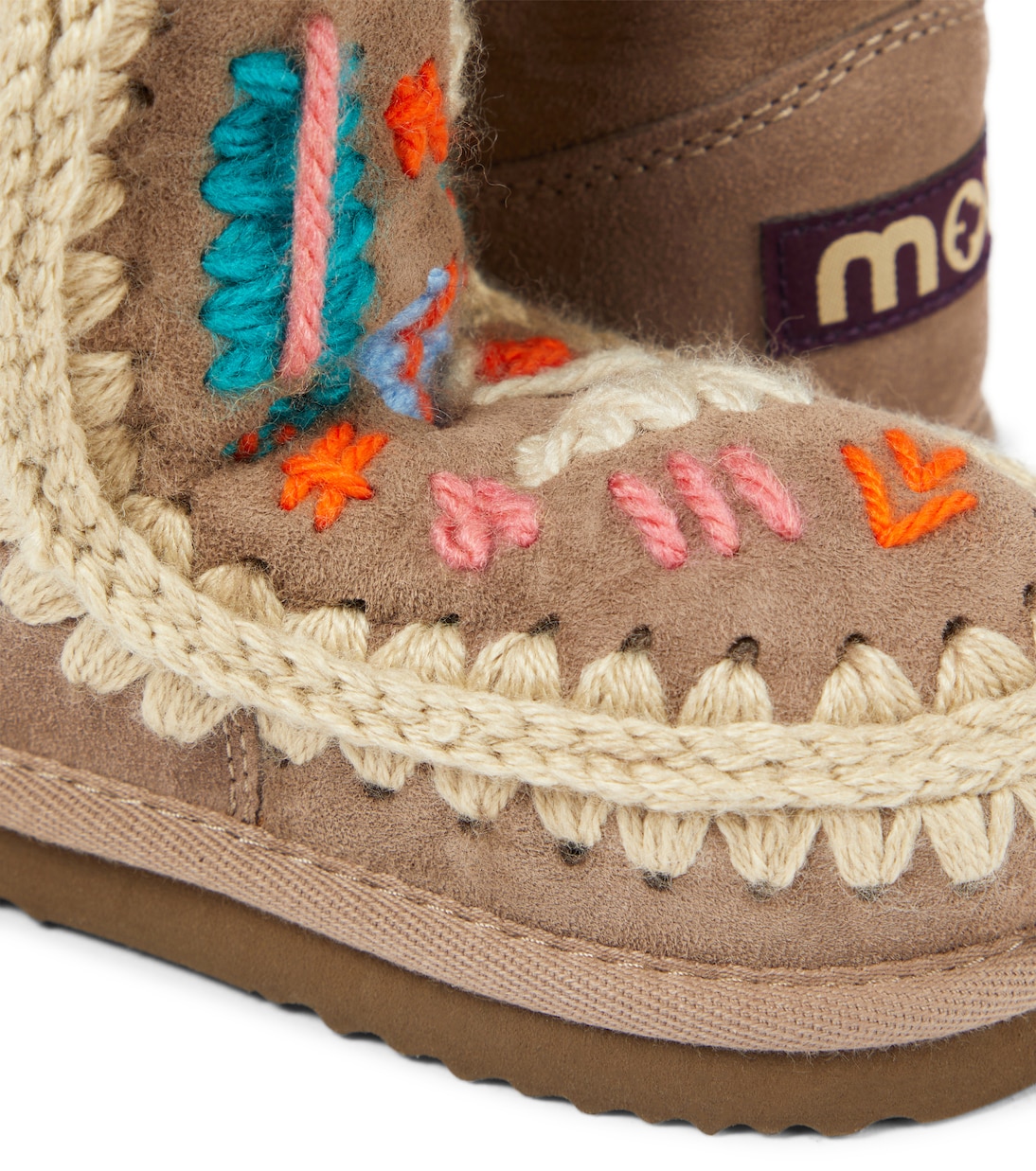 Bestickte Schneestiefel aus Veloursleder | Mou Kids