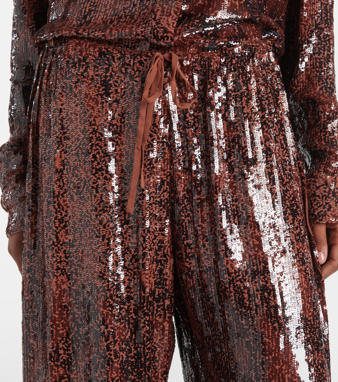 Sequined wide-leg pants in green - Dries Van Noten | Mytheresa
