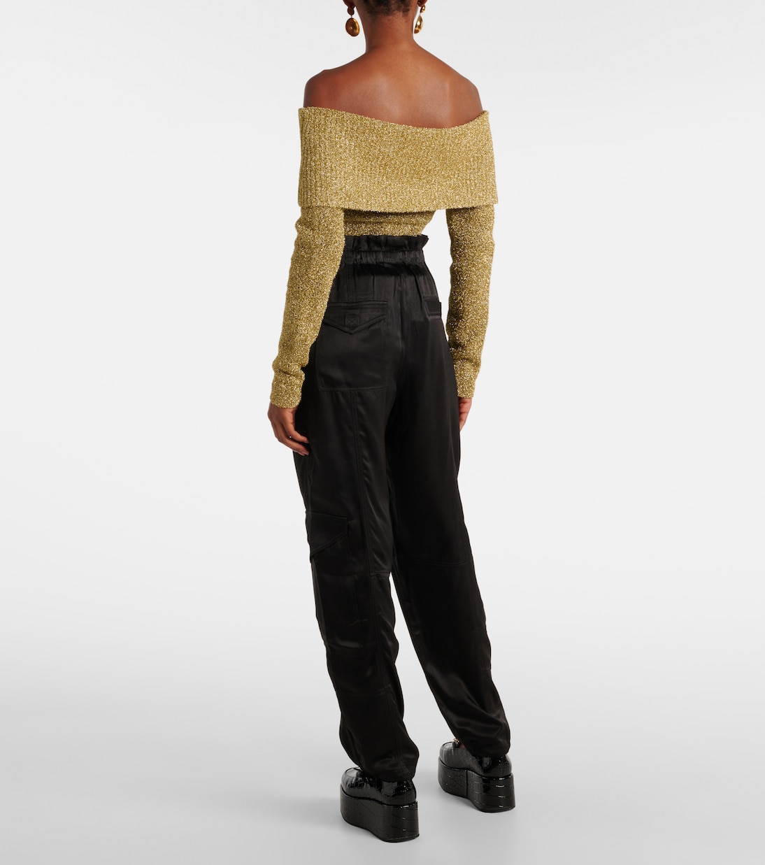 High-rise satin cargo pants | Ganni