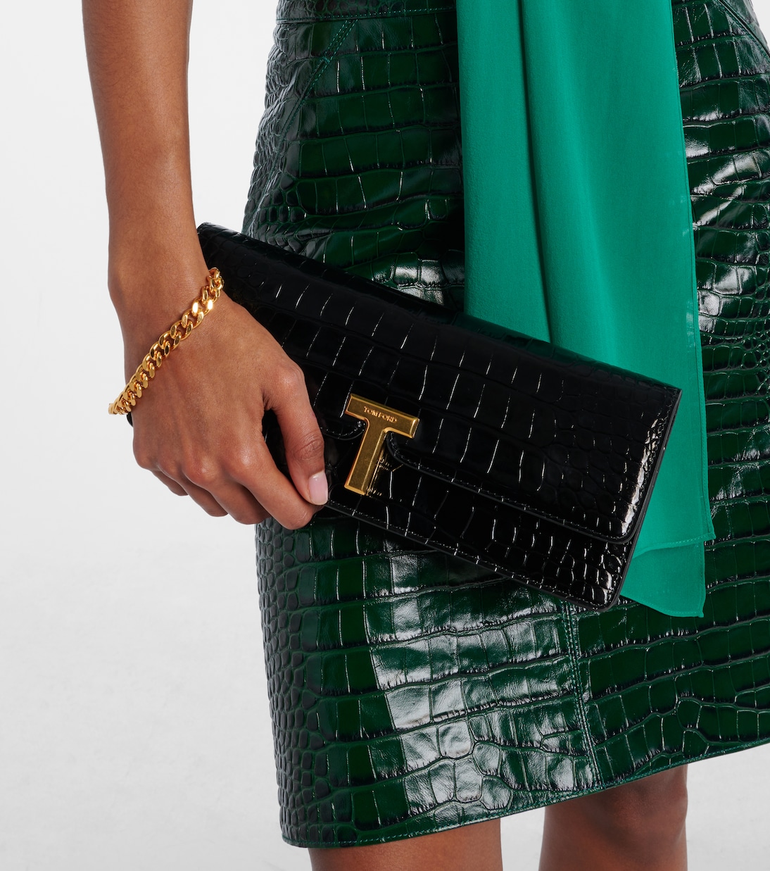 Clutch Wallis de charol grabado | Tom Ford